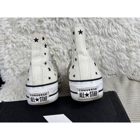 Converse Chuck Taylor All Star Lift Shoes Womens Size 7 Egret Star Print Hi Top - Picture 6 of 11